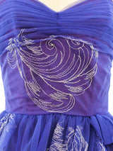 Periwinkle Embroidered Net Party Dress Dress arcadeshops.com