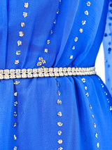 Glitter Embellished Blue Chiffon Maxi Dress Dress arcadeshops.com