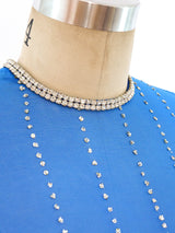 Glitter Embellished Blue Chiffon Maxi Dress Dress arcadeshops.com