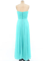 Richilene Turquoise Silk Chiffon Strapless Gown Dress arcadeshops.com