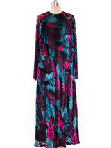 Stavropoulos Jewel Tone Velvet Burnout Gown Dress arcadeshops.com