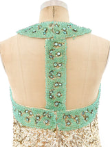 Embellished Halter Gold Sequin Dress Dress arcadeshops.com