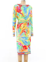 Leonard Paris Abstract Print Jersey Dress Dress arcadeshops.com