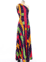 1970's Lanvin Geometric Print One Shoulder Dress Dress arcadeshops.com