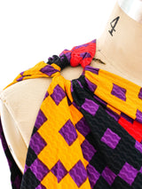 1970's Lanvin Geometric Print One Shoulder Dress Dress arcadeshops.com