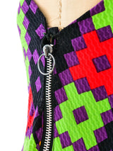 1970's Lanvin Geometric Print One Shoulder Dress Dress arcadeshops.com