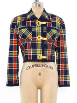 Ungaro Cropped Plaid Jacket with Hook Hardware Jacket arcadeshops.com