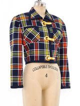 Ungaro Cropped Plaid Jacket with Hook Hardware Jacket arcadeshops.com