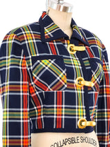 Ungaro Cropped Plaid Jacket with Hook Hardware Jacket arcadeshops.com
