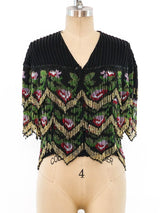Beaded Fringe Silk Top Top arcadeshops.com
