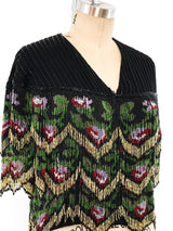 Beaded Fringe Silk Top Top arcadeshops.com