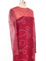 Richilene Glitter Embellished Silk Column Dress Dress arcadeshops.com