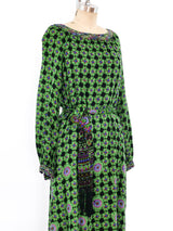 Adele Simpson Green Floral Rhinestone Embellished Dress Dress arcadeshops.com