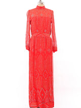 Malcolm Starr Glitter Embellished Coral Dress Dress arcadeshops.com