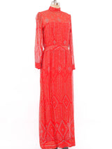 Malcolm Starr Glitter Embellished Coral Dress Dress arcadeshops.com