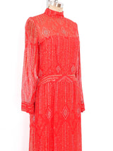 Malcolm Starr Glitter Embellished Coral Dress Dress arcadeshops.com