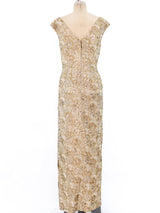 Embellished Metallic Sleeveless Gown Dress arcadeshops.com