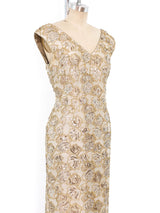 Embellished Metallic Sleeveless Gown Dress arcadeshops.com