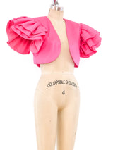 Pink Ruffled Cropped Jacket Jacket arcadeshops.com