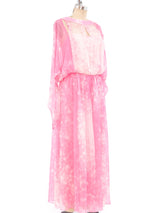 Hanae Mori Pink Floral Chiffon Gown Dress arcadeshops.com
