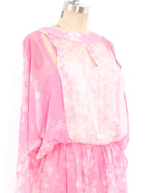 Hanae Mori Pink Floral Chiffon Gown Dress arcadeshops.com