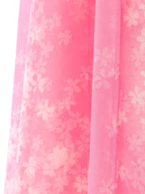 Hanae Mori Pink Floral Chiffon Gown Dress arcadeshops.com