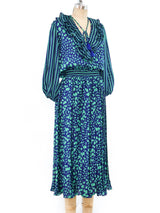 Striped and Polka Dot Ruffled Pleated Dress Dress arcadeshops.com