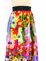 Fiandaca Japanese Garden Print Silk Maxi Skirt Bottom arcadeshops.com