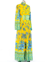 1970's Oscar de la Renta Floral Silk Gown Dress arcadeshops.com