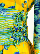 1970's Oscar de la Renta Floral Silk Gown Dress arcadeshops.com