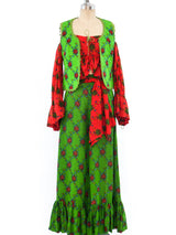 1970's Valentino Ruffled Floral Ensemble Suit arcadeshops.com