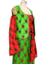 1970's Valentino Ruffled Floral Ensemble Suit arcadeshops.com
