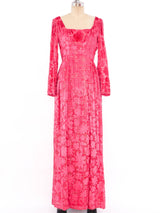 Richilene Pink Velvet Burnout Gown Dress arcadeshops.com