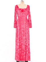 Richilene Pink Velvet Burnout Gown Dress arcadeshops.com