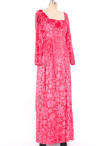 Richilene Pink Velvet Burnout Gown Dress arcadeshops.com