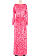 Richilene Pink Velvet Burnout Gown Dress arcadeshops.com