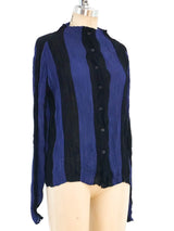 Issey Miyake Striped Pleated Shirt Top arcadeshops.com