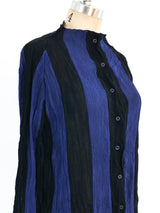 Issey Miyake Striped Pleated Shirt Top arcadeshops.com