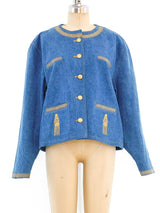 Tassel Embroidered Denim Jacket Jacket arcadeshops.com