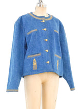 Tassel Embroidered Denim Jacket Jacket arcadeshops.com
