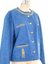 Tassel Embroidered Denim Jacket Jacket arcadeshops.com