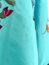 Embroidered Turquoise Silk Chinese Robe Jacket arcadeshops.com