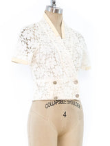 Chanel Patent Trimmed Lace Top Top arcadeshops.com