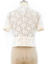 Chanel Patent Trimmed Lace Top Top arcadeshops.com