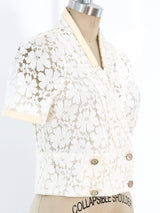 Chanel Patent Trimmed Lace Top Top arcadeshops.com