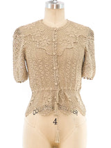 Button Front Hand Crochet Top Top arcadeshops.com