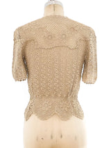 Button Front Hand Crochet Top Top arcadeshops.com