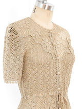 Button Front Hand Crochet Top Top arcadeshops.com