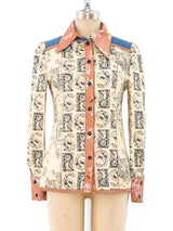 Roberto Cavalli Typography Printed Western Shirt Top arcadeshops.com