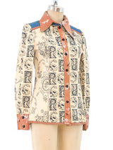 Roberto Cavalli Typography Printed Western Shirt Top arcadeshops.com